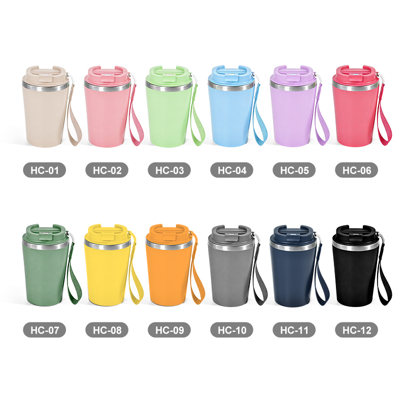 Custom 12oz Inner Stainless Steel Tumbler Outder Plastic Coffee Mug with Rope Custom Sample With Rope