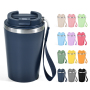 Custom 12oz Inner Stainless Steel Tumbler Outder Plastic Coffee Mug with Rope Custom Sample With Rope