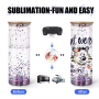 RTS Pre-drilled Hole 25oz Snow Globe Glass Cup Sublimation Straight Tumblers Double Wall Cups With Wooden Lid Plug 25pcs/ctn