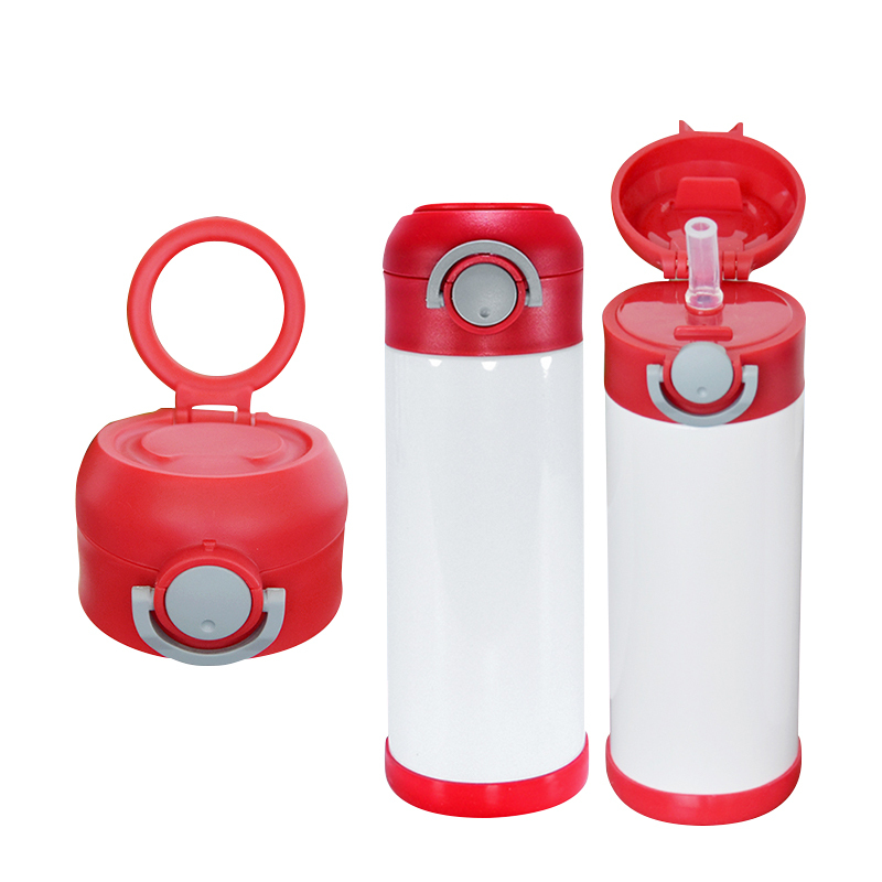 RTS USA Warehouse 12oz Sublimation Tumbler Stainless Steel Kids Cup Water Bottle with Colorful Flip Top Mix Color Lids 24pcs/ctn