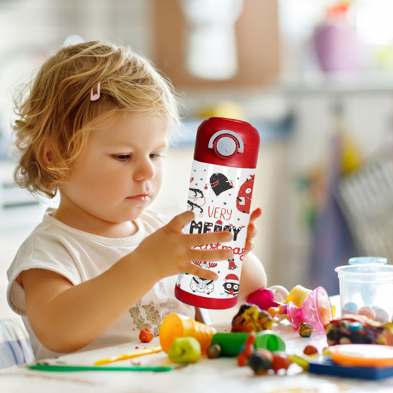 RTS USA Warehouse 12oz Sublimation Tumbler Stainless Steel Kids Cup Water Bottle with Colorful Flip Top Mix Color Lids 24pcs/ctn