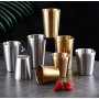 304 Double Wall Straight Sand Water Cup Stainless Steel Stepped Cup Cold Drink Cup Anti-scalding Coffee Cup Old Retro