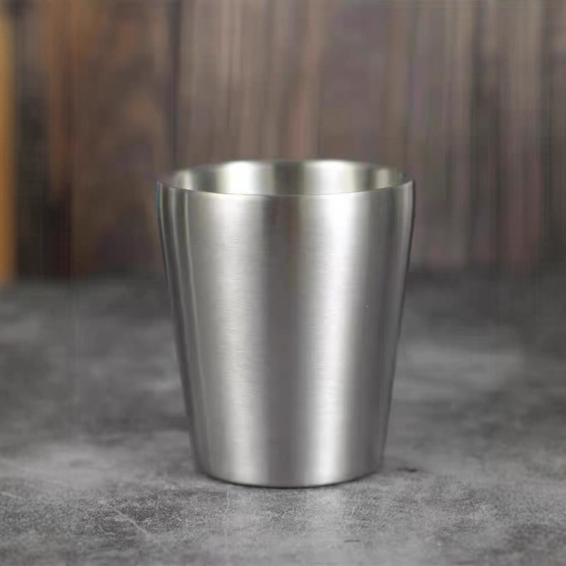 304 Double Wall Straight Sand Water Cup Stainless Steel Stepped Cup Cold Drink Cup Anti-scalding Coffee Cup Old Retro