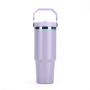 New Rainbow Golden Plated 30oz Powder Coated Stainless Steel Tumbler Vacuum Cup Coffee Travel Mug With Flip Straw Handle