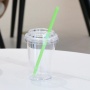 Custom Logo BPA Free 16oz 450ml Clear Straw Cup Acrylic Plastic Single Wall Milk Tea Tumbler Coffee Mugs With Lid and Straw