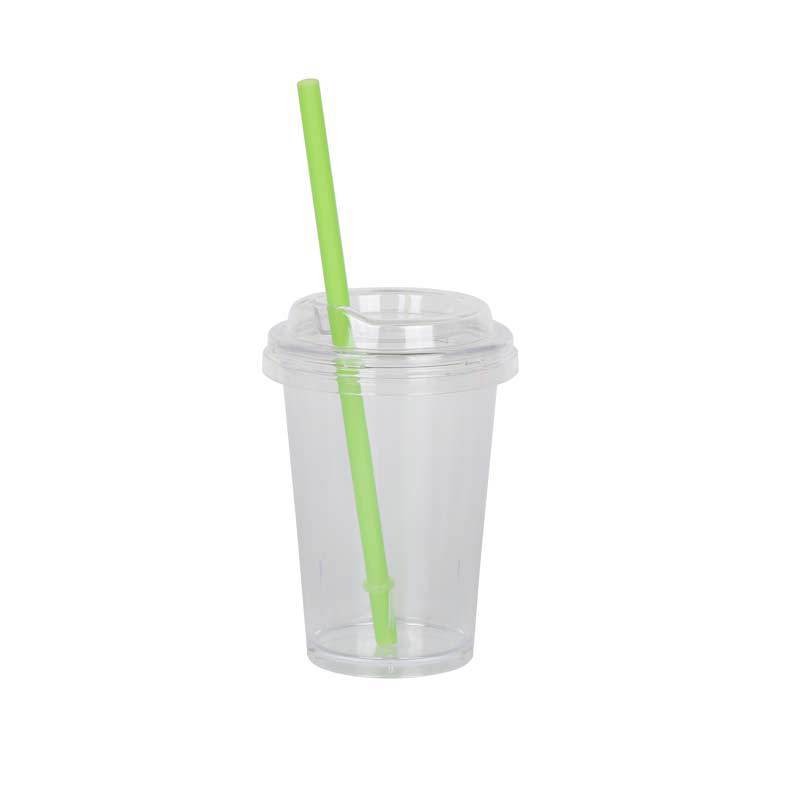 Custom Logo BPA Free 16oz 450ml Clear Straw Cup Acrylic Plastic Single Wall Milk Tea Tumbler Coffee Mugs With Lid and Straw