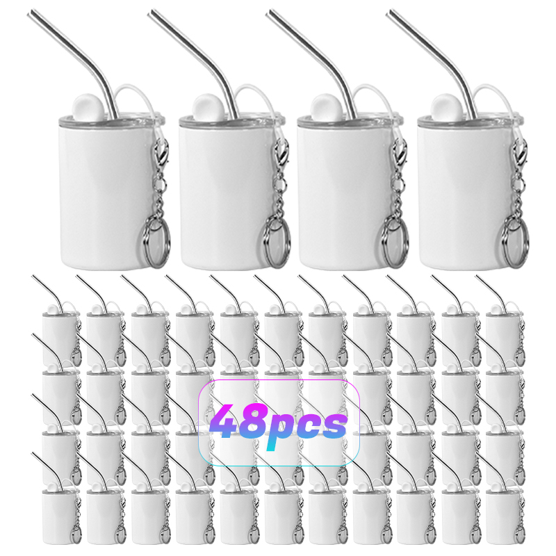 USA Stocked 48pcs/ctn All White 3oz TUMBLER SHOT GLASS Assorted Sublimation Double Wall Stainless Steel Wine Cup with Straw
