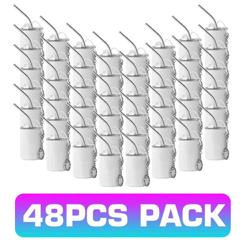 USA Stocked 48pcs/ctn All White 3oz TUMBLER SHOT GLASS Assorted Sublimation Double Wall Stainless Steel Wine Cup with Straw