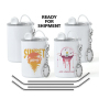 USA Stocked 48pcs/ctn All White 3oz TUMBLER SHOT GLASS Assorted Sublimation Double Wall Stainless Steel Wine Cup with Straw