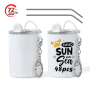 USA Stocked 48pcs/ctn All White 3oz TUMBLER SHOT GLASS Assorted Sublimation Double Wall Stainless Steel Wine Cup with Straw