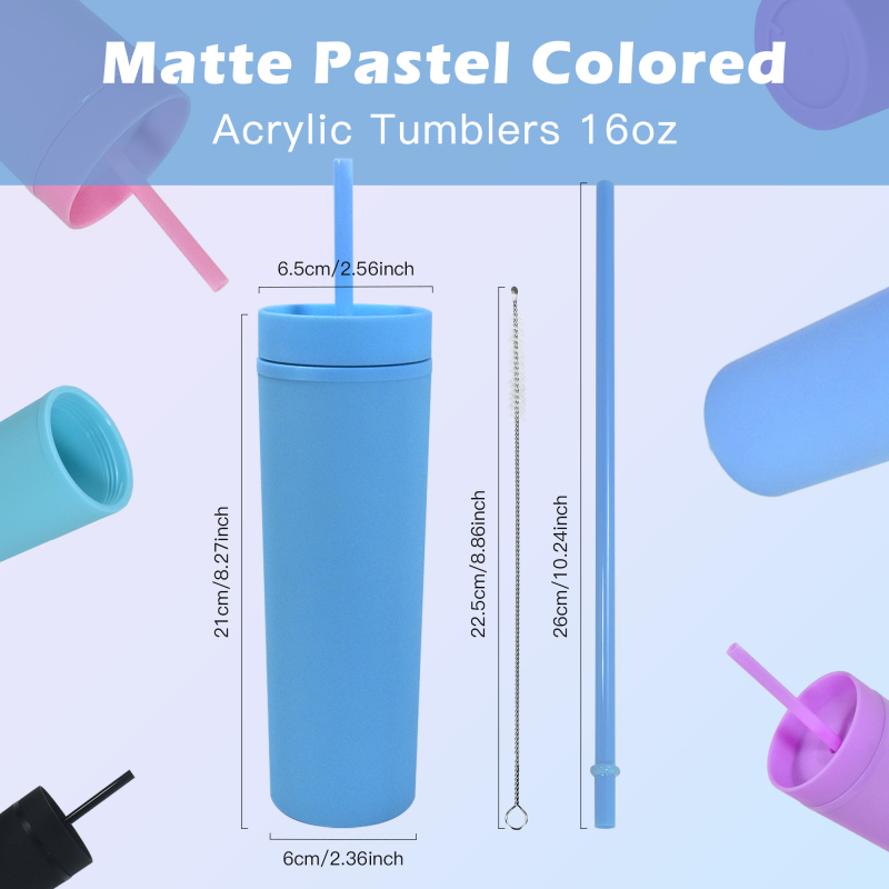 Plastic Cups Custom Double Wall Matte Acrylic 450ml Plastic Water Bottles16 oz Plastic Cups with Lids