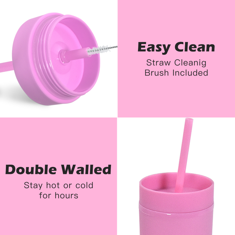 Plastic Cups Custom Double Wall Matte Acrylic 450ml Plastic Water Bottles16 oz Plastic Cups with Lids