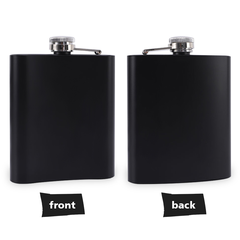 6oz 7oz 8oz Whisky Wine Pot Mini Matte Black Stainless Steel Alcohol Hip Flask  Set for Promotional Black Gifts Hip Flask Set