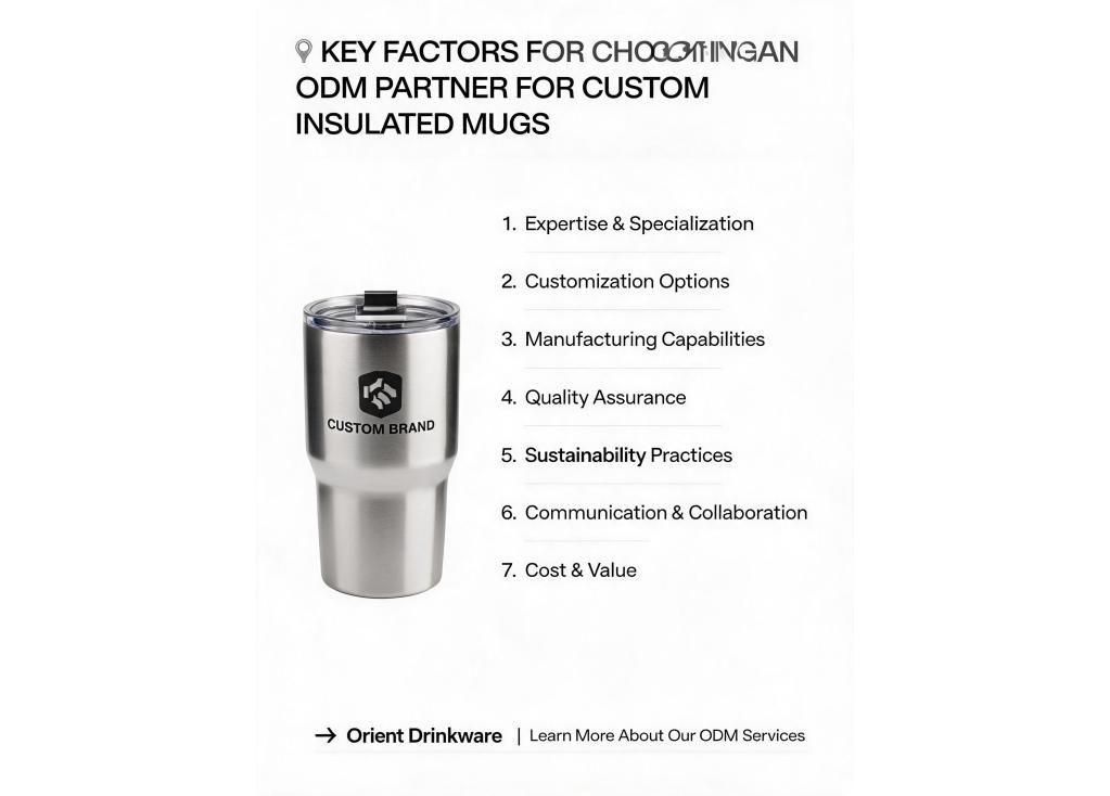 What are the key factors to consider when choosing an ODM partner for custom insulated mugs?