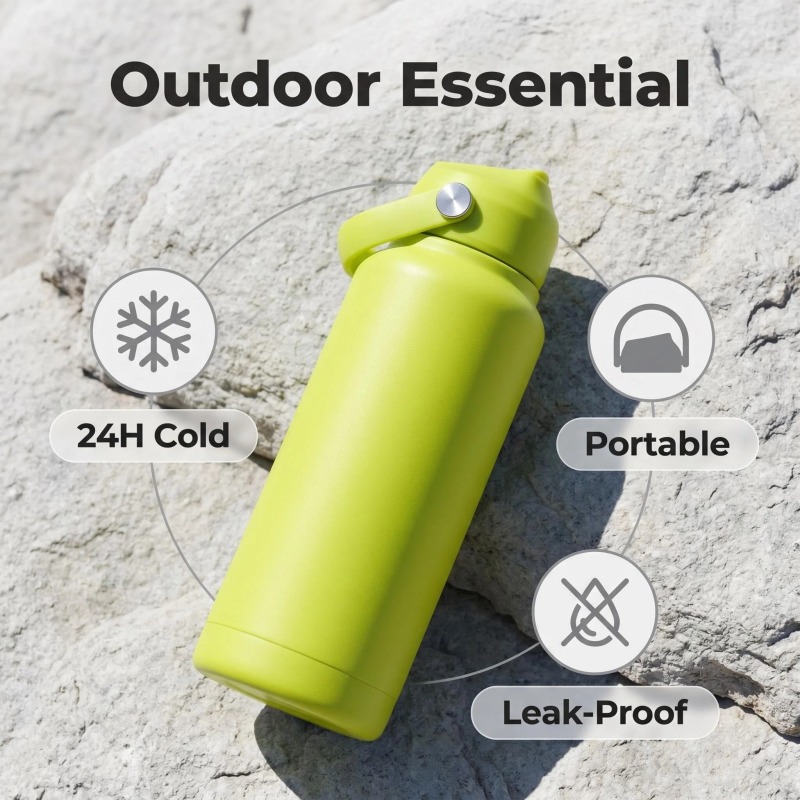 Wholesale Stainless Steel Insulated Water Bottle | Leak-Proof, 24H Cold, Portable Flip Top Flask for Outdoor Use