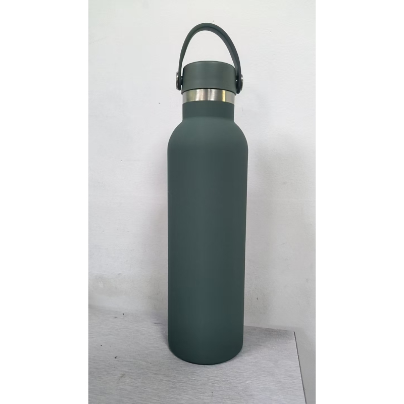 Matte Dark Green Water Flask with Handle - Vacuum Insulated, Leak-Proof Lid for Sports, Travel & Everyday Use