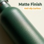 Matte Dark Green Water Flask with Handle - Vacuum Insulated, Leak-Proof Lid for Sports, Travel & Everyday Use