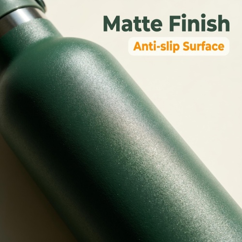 Matte Dark Green Water Flask with Handle - Vacuum Insulated, Leak-Proof Lid for Sports, Travel & Everyday Use