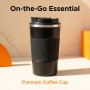 Wholesale 16oz Black Travel Coffee Mug - Insulated Stainless Steel Tumbler with Anti-Slip Grip for Commute & Office