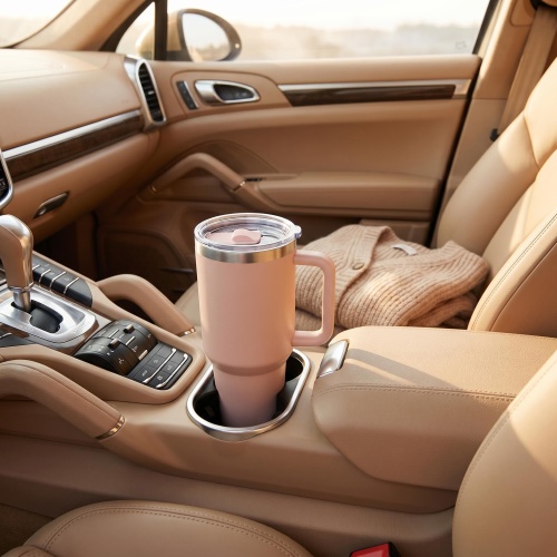 Wholesale 40oz Blush Pink Tumbler with Handle - Insulated Stainless Steel Cup for Car, Office & Daily Use