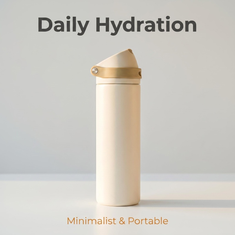 Wholesale 24oz Insulated Water Bottle - Cream & Beige Tone, Leak-Proof Flip Top Flask with Handle for Outdoor, Office & Daily Use