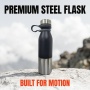 Wholesale 24oz Stainless Steel Water Bottle - Black & Silver Two-Tone, Insulated Flask with Handle for Hiking, Camping & Outdoor
