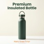 Matte Dark Green Water Flask with Handle - Vacuum Insulated, Leak-Proof Lid for Sports, Travel & Everyday Use