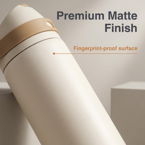 Wholesale 24oz Insulated Water Bottle - Cream & Beige Tone, Leak-Proof Flip Top Flask with Handle for Outdoor, Office & Daily Use