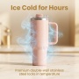 Wholesale 40oz Blush Pink Tumbler with Handle - Insulated Stainless Steel Cup for Car, Office & Daily Use