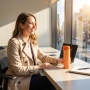 Slim Portable Water Bottle with One-Hand Flip Lid - Matte White/Black/Orange, Easy Fit in Backpack Side Pocket, Insulated for Outdoor & Daily Use
