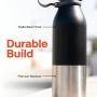 Wholesale 24oz Stainless Steel Water Bottle - Black & Silver Two-Tone, Insulated Flask with Handle for Hiking, Camping & Outdoor