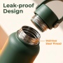 Matte Dark Green Water Flask with Handle - Vacuum Insulated, Leak-Proof Lid for Sports, Travel & Everyday Use