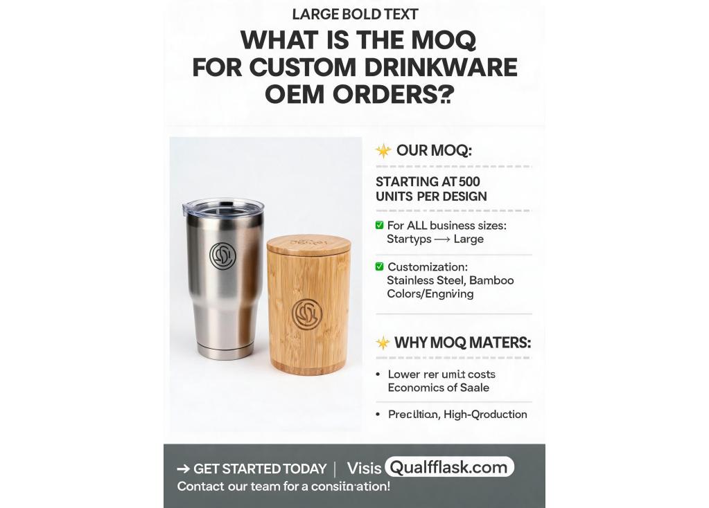 What is the minimum order quantity (MOQ) for custom drinkware OEM orders?
