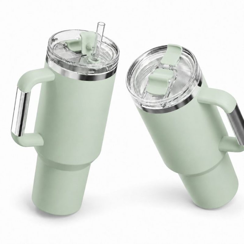40 oz Insulated Stainless Steel Tumbler with Handle and Straw Lid, 1200ml Travel Coffee Mug, Car Cup Holder Friendly, Leak-Proof Vacuum Water Bottle