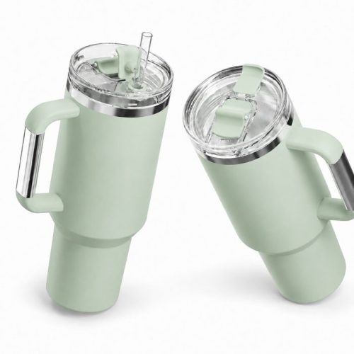 40 oz Insulated Stainless Steel Tumbler with Handle and Straw Lid, 1200ml Travel Coffee Mug, Car Cup Holder Friendly, Leak-Proof Vacuum Water Bottle