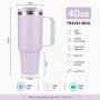 40 oz Insulated Stainless Steel Tumbler with Handle and Straw Lid, 1200ml Travel Coffee Mug, Car Cup Holder Friendly, Leak-Proof Vacuum Water Bottle