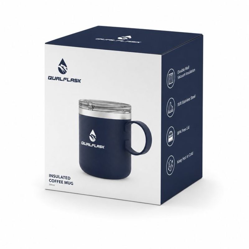 Qualflask 10oz Stainless Steel Travel Tumbler  Coffee Mug With Handle