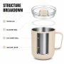 Qualflask 10oz Stainless Steel Travel Tumbler  Coffee Mug With Handle