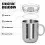 Qualflask 10oz Stainless Steel Travel Tumbler  Coffee Mug With Handle