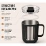 Qualflask 10oz Stainless Steel Travel Tumbler  Coffee Mug With Handle