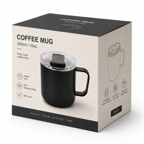 Qualflask 10oz Stainless Steel Travel Tumbler Coffee Mug With Handle
