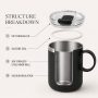 Qualflask 10oz Stainless Steel Travel Tumbler  Coffee Mug With Handle