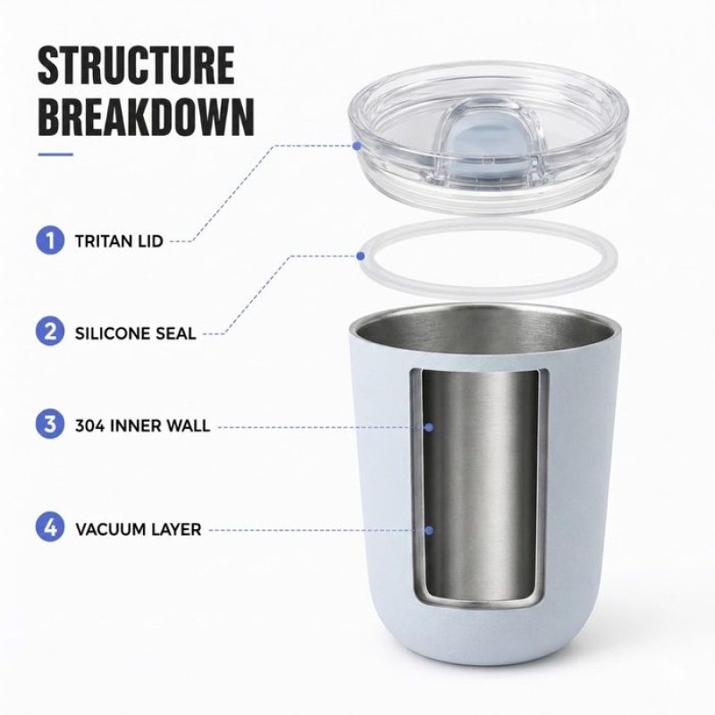 Qualflask 12oz Stainless Steel Travel Tumbler  Car  Coffee Mug