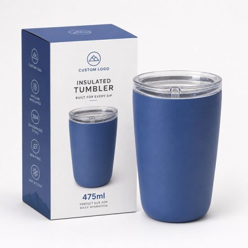 Qualflask 16oz Stainless Steel Travel Tumbler Car Coffee Mug