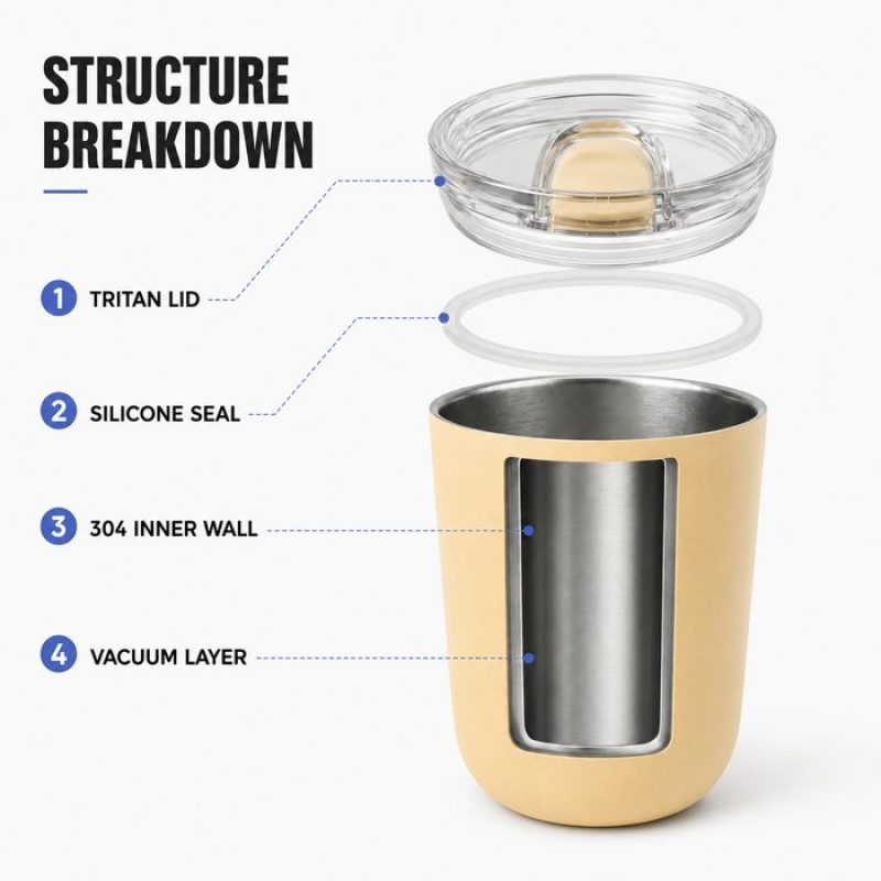 Qualflask 18oz Stainless Steel Travel Tumbler   Car Coffee Mug