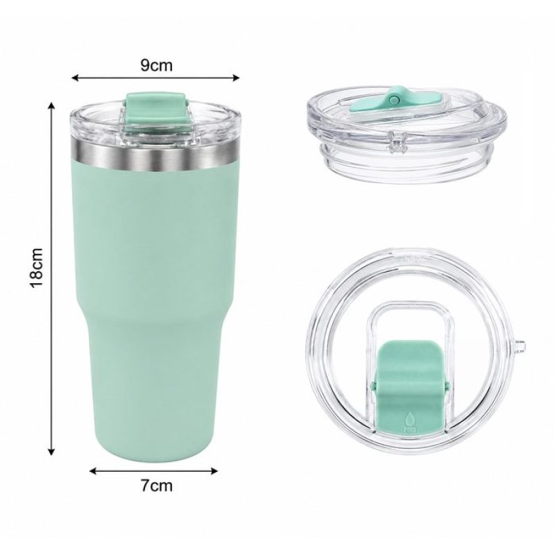 20 oz Insulated Stainless Steel Coffee Tumble and Clear Slide Lid, 600ml Travel Coffee Mug, Car Cup Holder Friendly, Splash-Proof Vacuum Travel Mug
