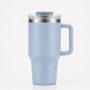 20 oz Insulated Stainless Steel Tumbler with Handle, 2-in-1 Straw and Sip Lid, 600ml Travel Coffee Mug, Car Cup Holder Friendly Leak-Resistant Water Bottle