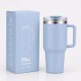 20 oz Insulated Stainless Steel Tumbler with Handle, 2-in-1 Straw and Sip Lid, 600ml Travel Coffee Mug, Car Cup Holder Friendly Leak-Resistant Water Bottle