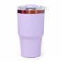 20 oz Insulated Stainless Steel Tumbler with Handle and Clear Slide Lid, 600ml Travel Coffee Mug, Car Cup Holder Friendly, Splash-Proof Vacuum Tumbler