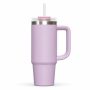 30 oz Insulated Stainless Steel Tumbler with Handle, 2-in-1 Straw and Sip Lid, 900ml Travel Coffee Mug, Car Cup Holder Friendly Leak-Resistant Water Bottle